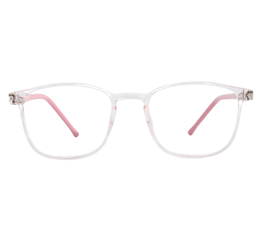 Bright Youth Kids' Transparent Eyeglass Frame with Pink Temples - Crystal