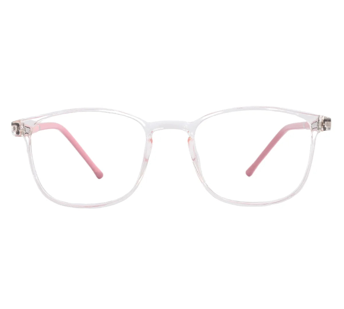 Bright Youth Kids' Transparent Eyeglass Frame with Pink Temples - Crystal