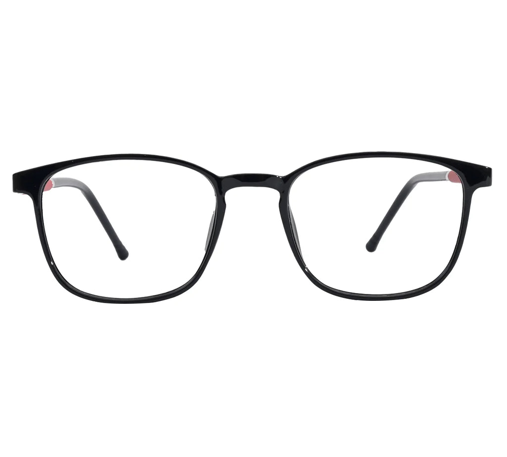 Bright Youth Kids' Transparent Eyeglass Frame with Pink Temples - Black