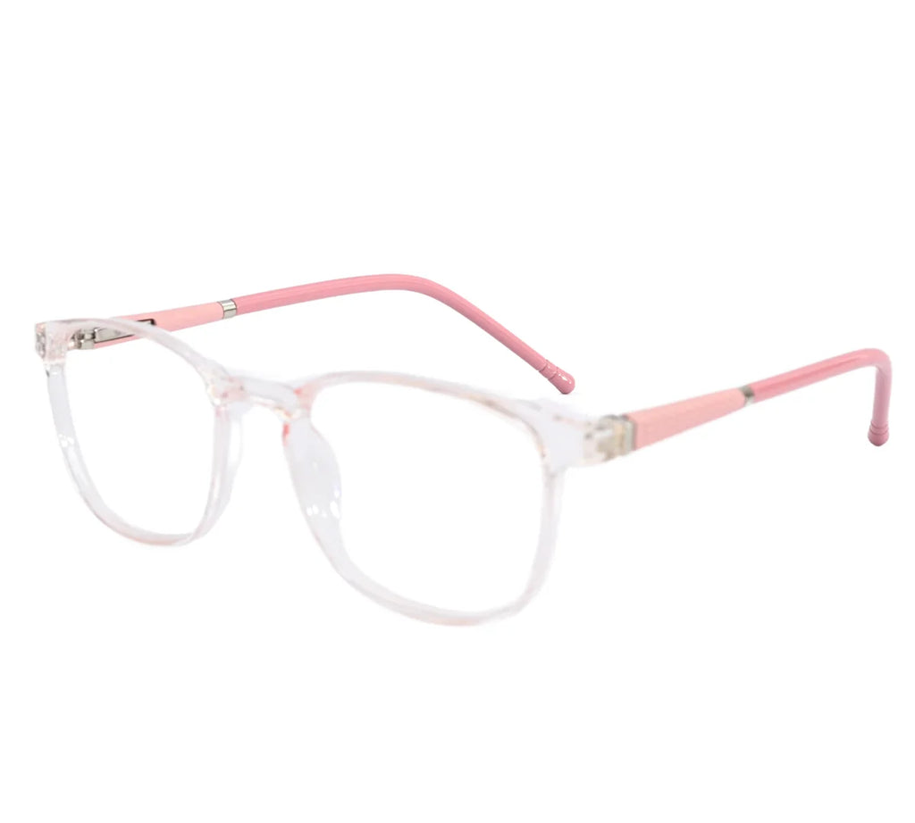 Bright Youth Kids' Transparent Eyeglass Frame with Pink Temples - Crystal