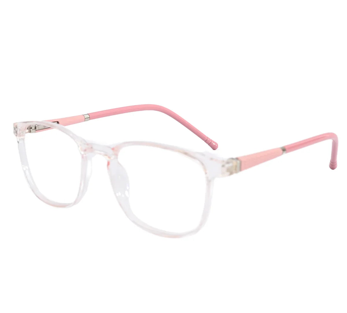 Bright Youth Kids' Transparent Eyeglass Frame with Pink Temples - Crystal