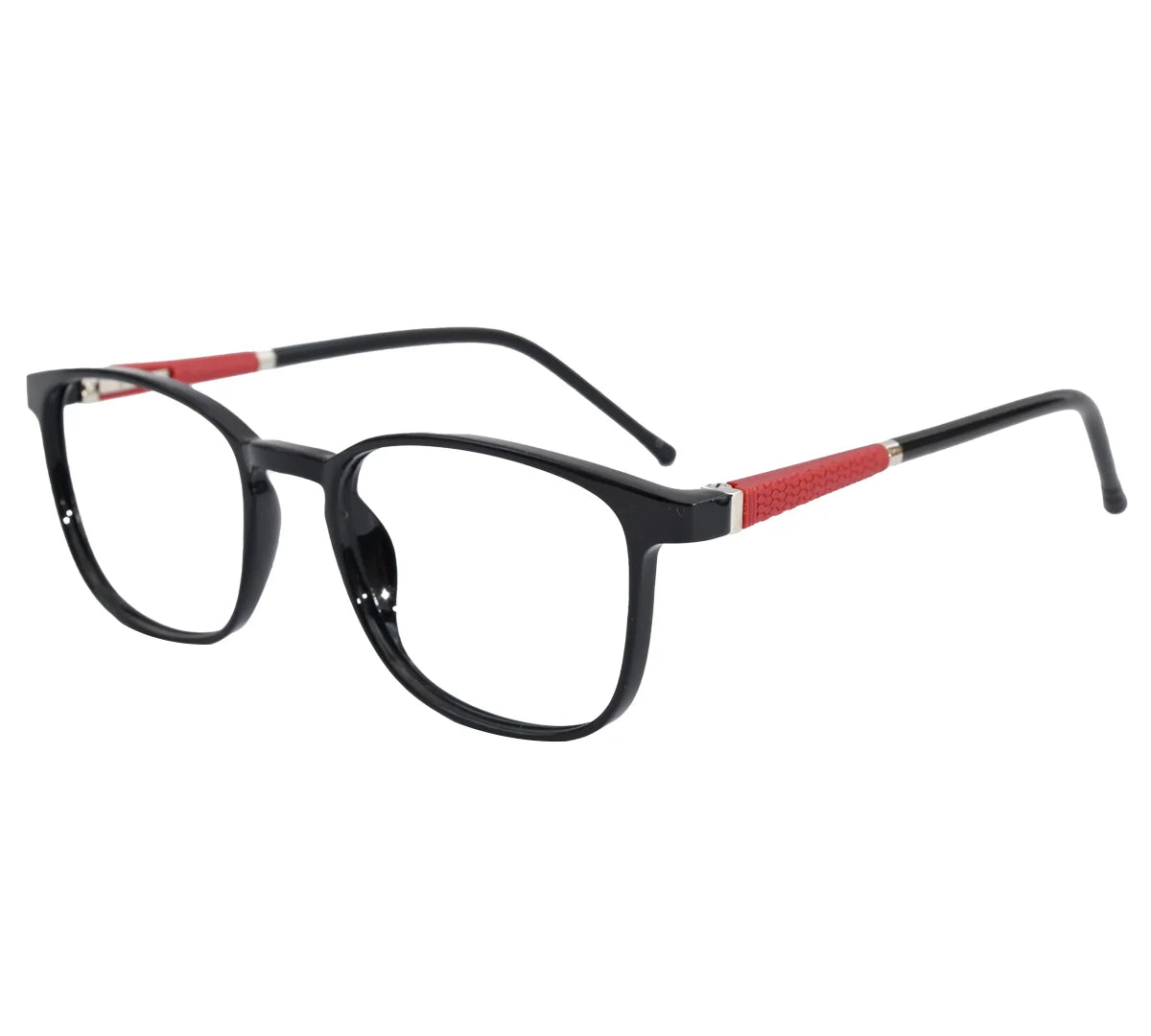 Bright Youth Kids' Transparent Eyeglass Frame with Pink Temples - Black