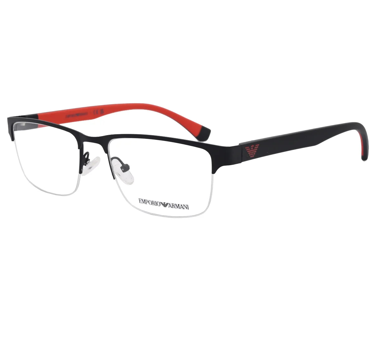 Emporio Armani Replica Eyeglasses - Black & Red Semi-Rimless