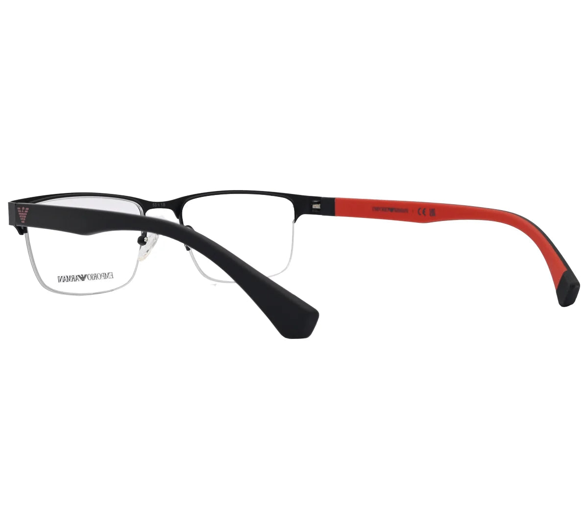 Emporio Armani Replica Eyeglasses - Black & Red Semi-Rimless