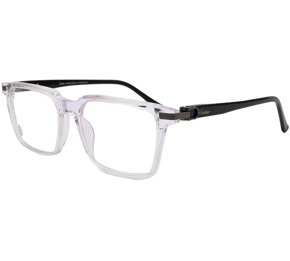 Cartier Replica Premium Eyeglasses - Black & Gold Frame - Crystal