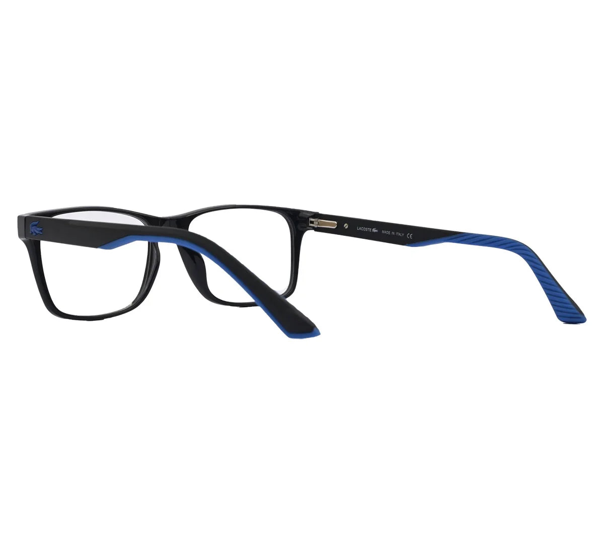Lacoste Replica Eyeglasses - Black with Blue Accent &  Neon Clear Frame - Black/Blue