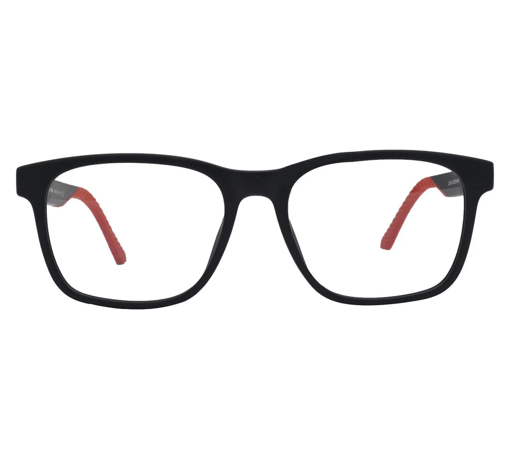 Lacoste Replica Eyeglasses - Neon Clear Frame & Black Frame with Red Accents - Black/Red