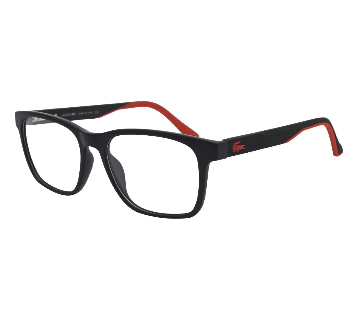 Lacoste Replica Eyeglasses - Neon Clear Frame & Black Frame with Red Accents - Black/Red