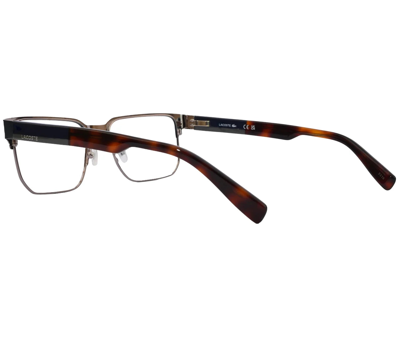 Lacoste L2290, Half-Rim Frame with Tortoise Shell Temples - Eyekart Premium Edition - Grey