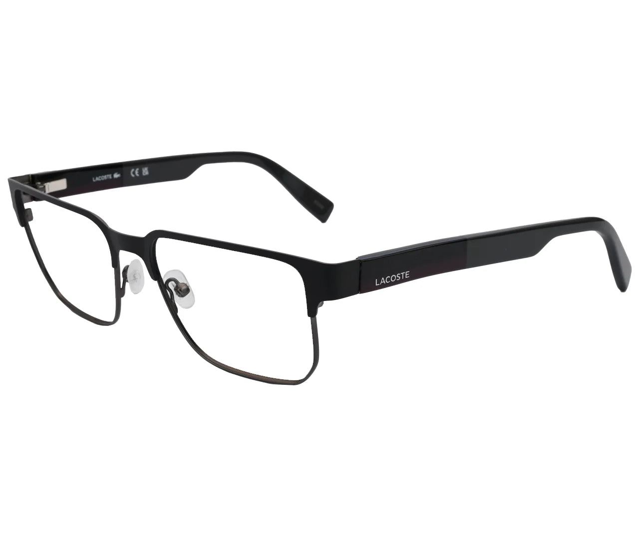 Lacoste L2290, Half-Rim Frame with Tortoise Shell Temples - Eyekart Premium Edition - Black