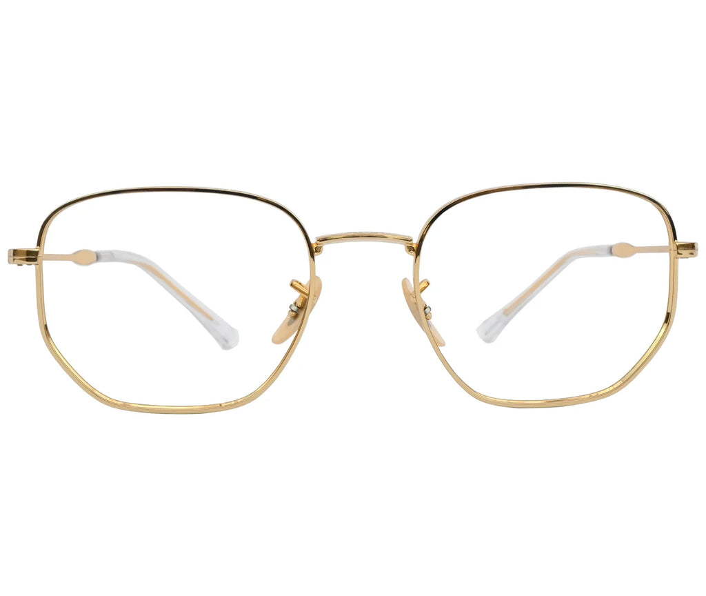 Ray-Ban RX6496, Golden Geometric Eyeglasses – Luxurious Minimalism
