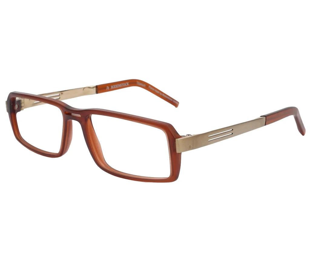 Rodenstock R5222, Eyeglasses – Amber Acetate Frame with Titanium Temples
