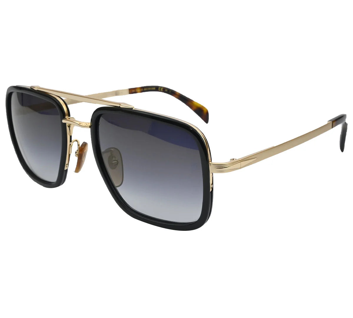 David Beckham DB7002/S, Sunglasses – Gold Frame with Black Accents and Gradient Lenses